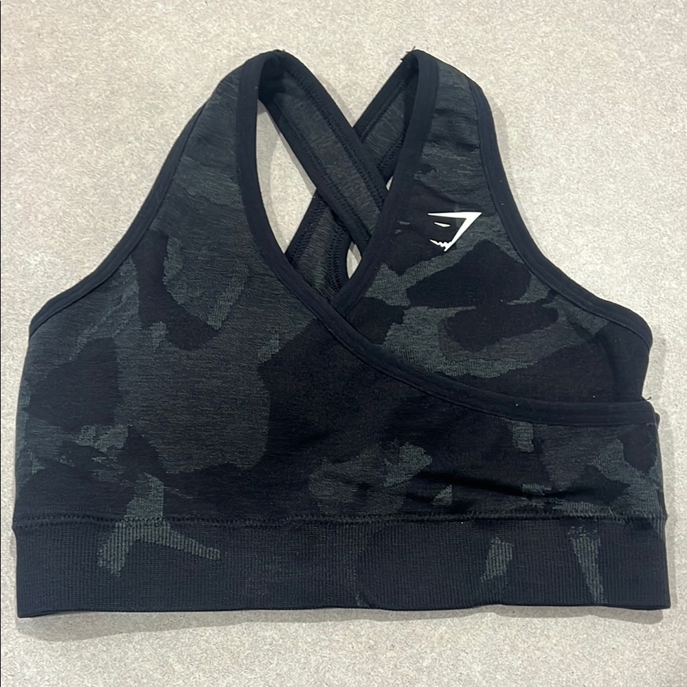 Gymshark Black Camo Seamless Cross-Back Sports Bra